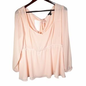 Torrid Baby Pink Long Sleeve Sheer Blouse Size 1